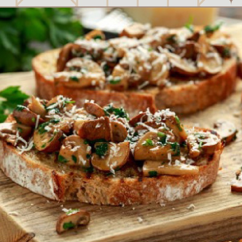 Bruschette porcini e pistacchio